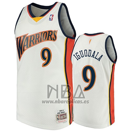 Camiseta Golden State Warriors Andre Iguodala NO 9 2009-10 Hardwood Classics Blanco